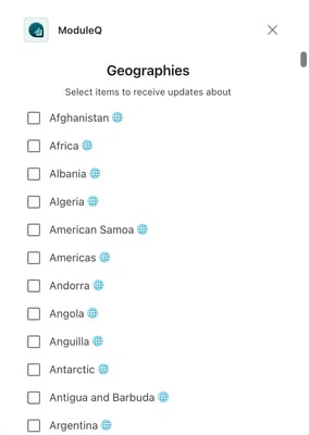 Selection of Geographic Preferences